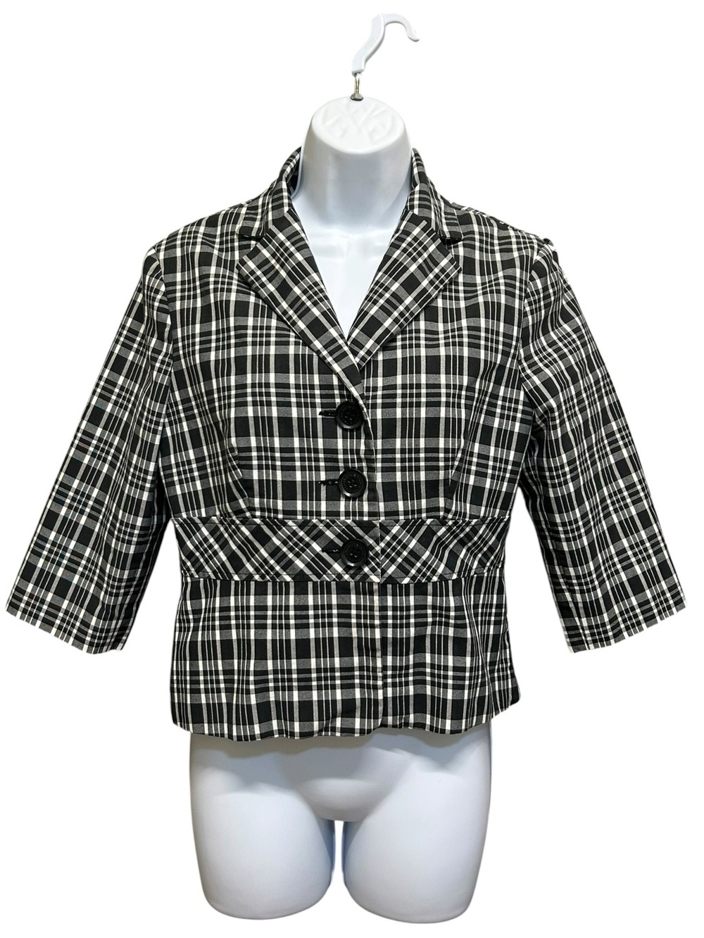 Makers of the True Originals Y2K Black Plaid 3/4 Sleeve Jacket Size M